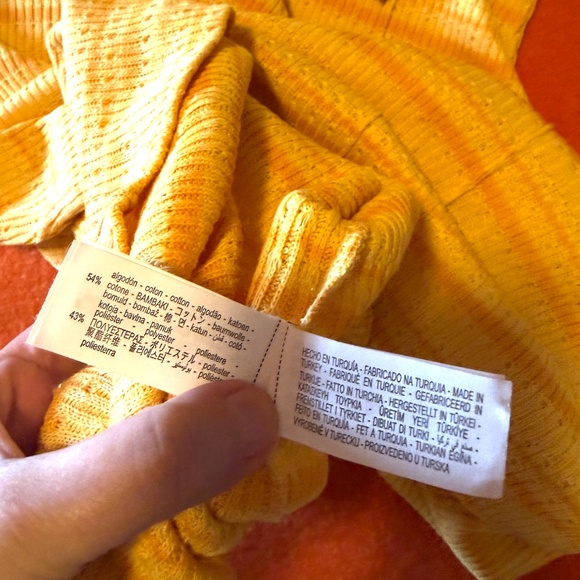 Zara yellow and orange rustic knit midi dress made in Europe NWT - Picture 9 of 11